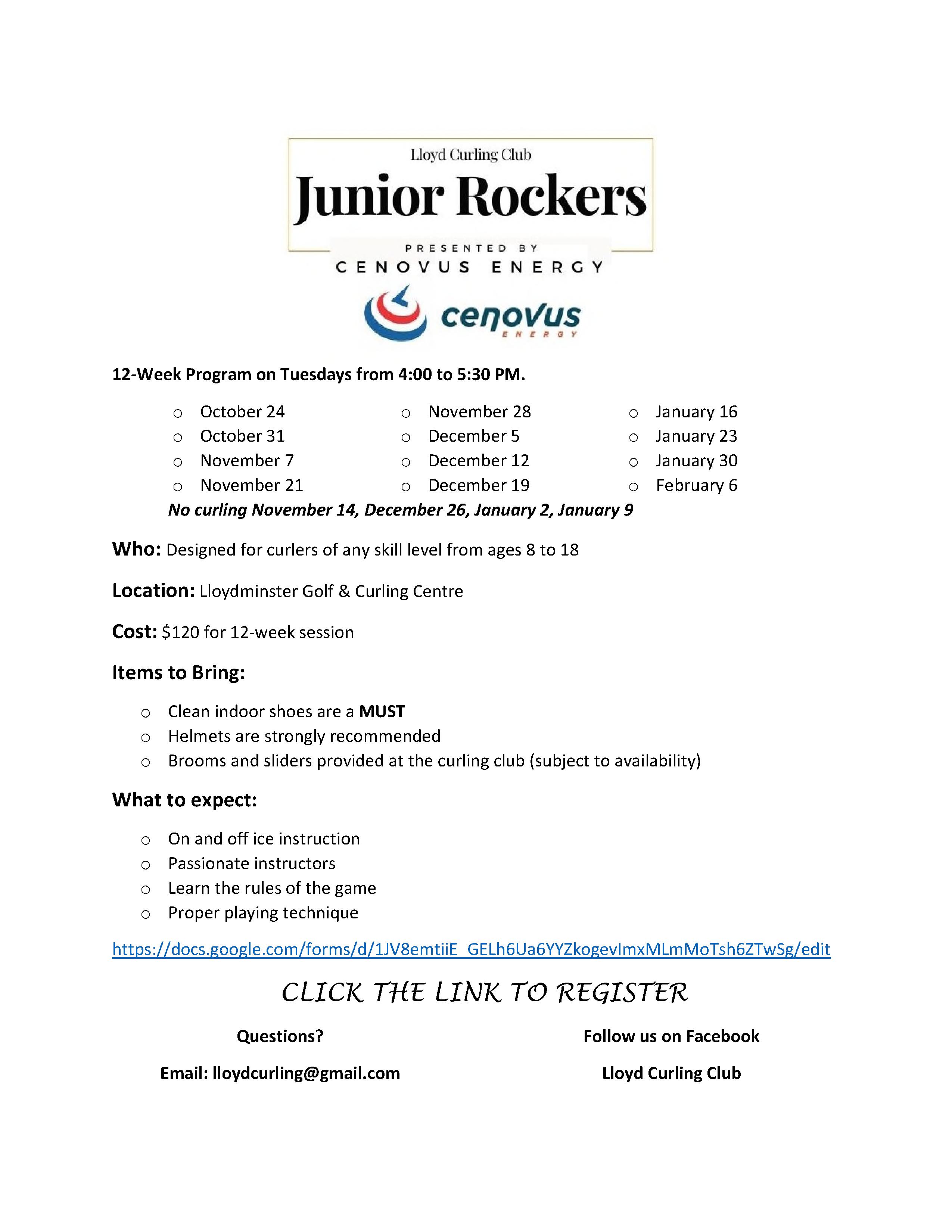 Junior Rockers Registration Info Poster